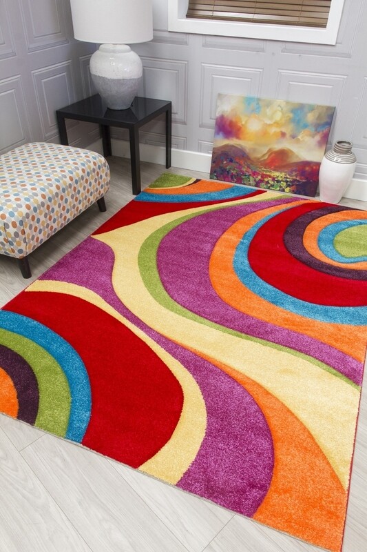 Multicolour Swirls Modern Rug - Candy