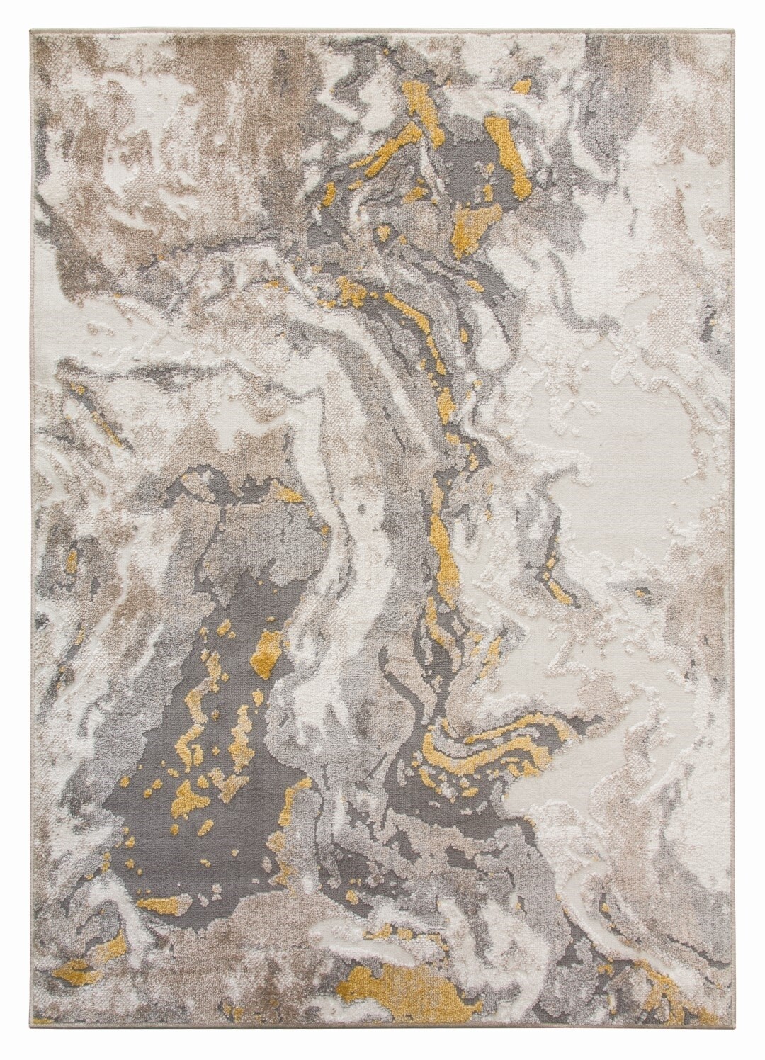 Ochre Greige Abstract Modern Rug - Casino Marble