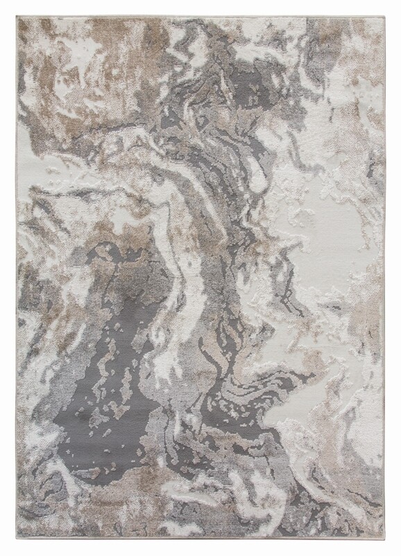 Greige Abstract Modern Rug - Casino Marble