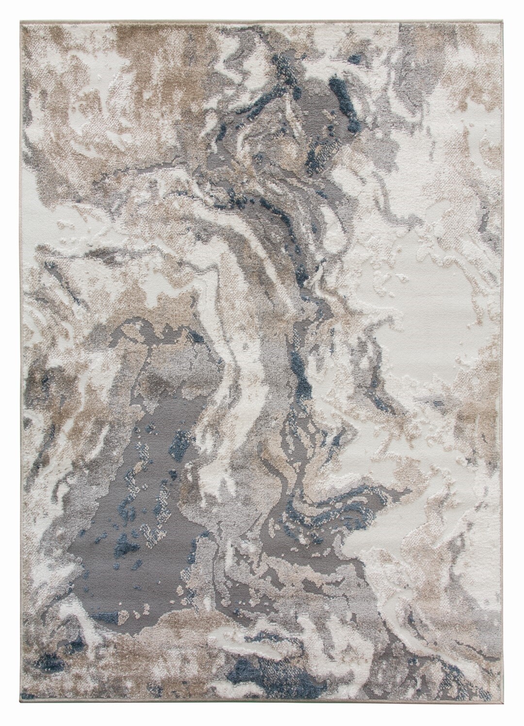 Blue Greige Abstract Modern Rug - Casino Marble