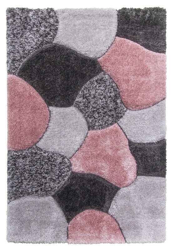 Luxus Stones - 3D Shaggy Rug - Multi Pink