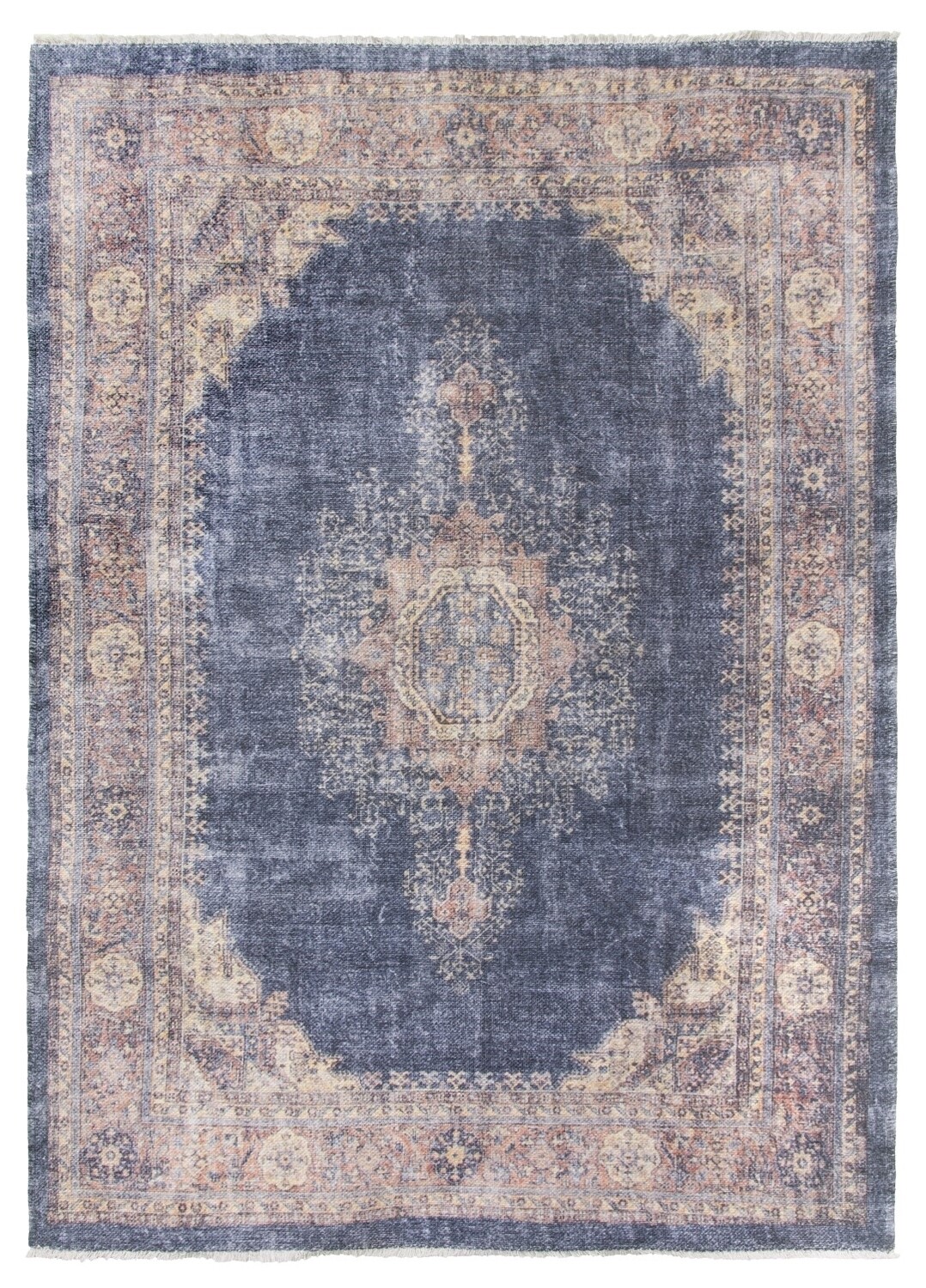 Navy Pink Distressed Rug - Modena Hamadan
