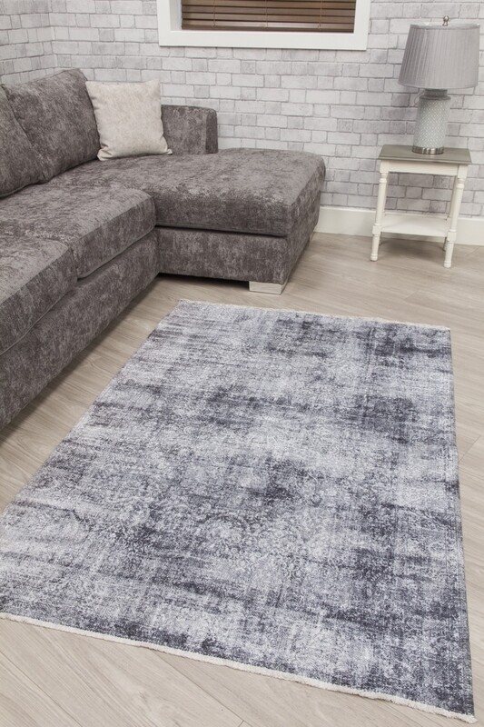 Grey Distressed Abstract Rug - Modena Messina