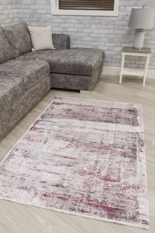 Cream Red Abstract Modern Rug - Modena Valencia