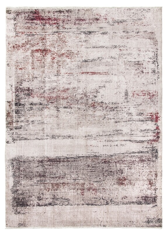 Cream Red Abstract Modern Rug - Modena Valencia