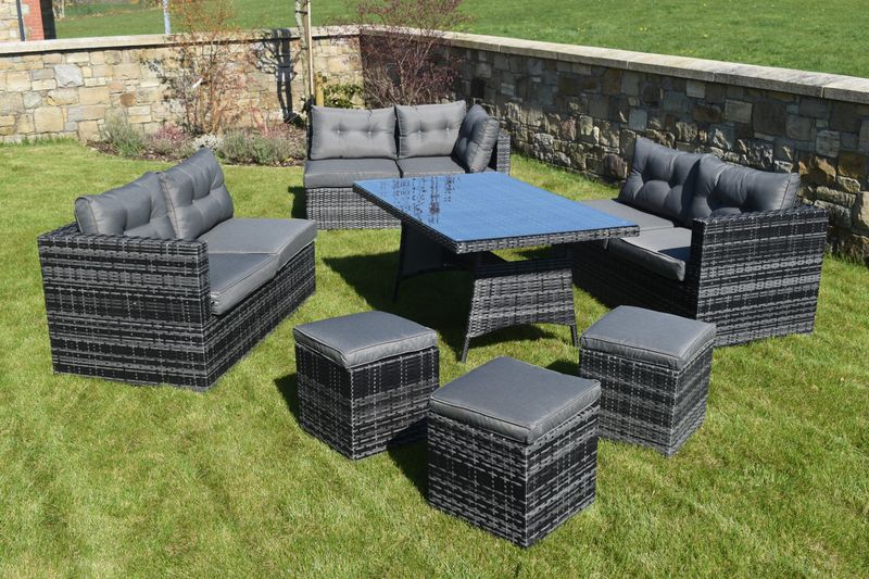 10 Piece Dark Rattan Dining Set