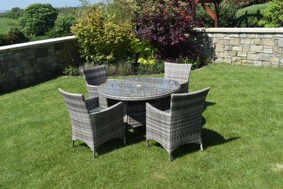 5 Piece Dark Rattan Dining Set