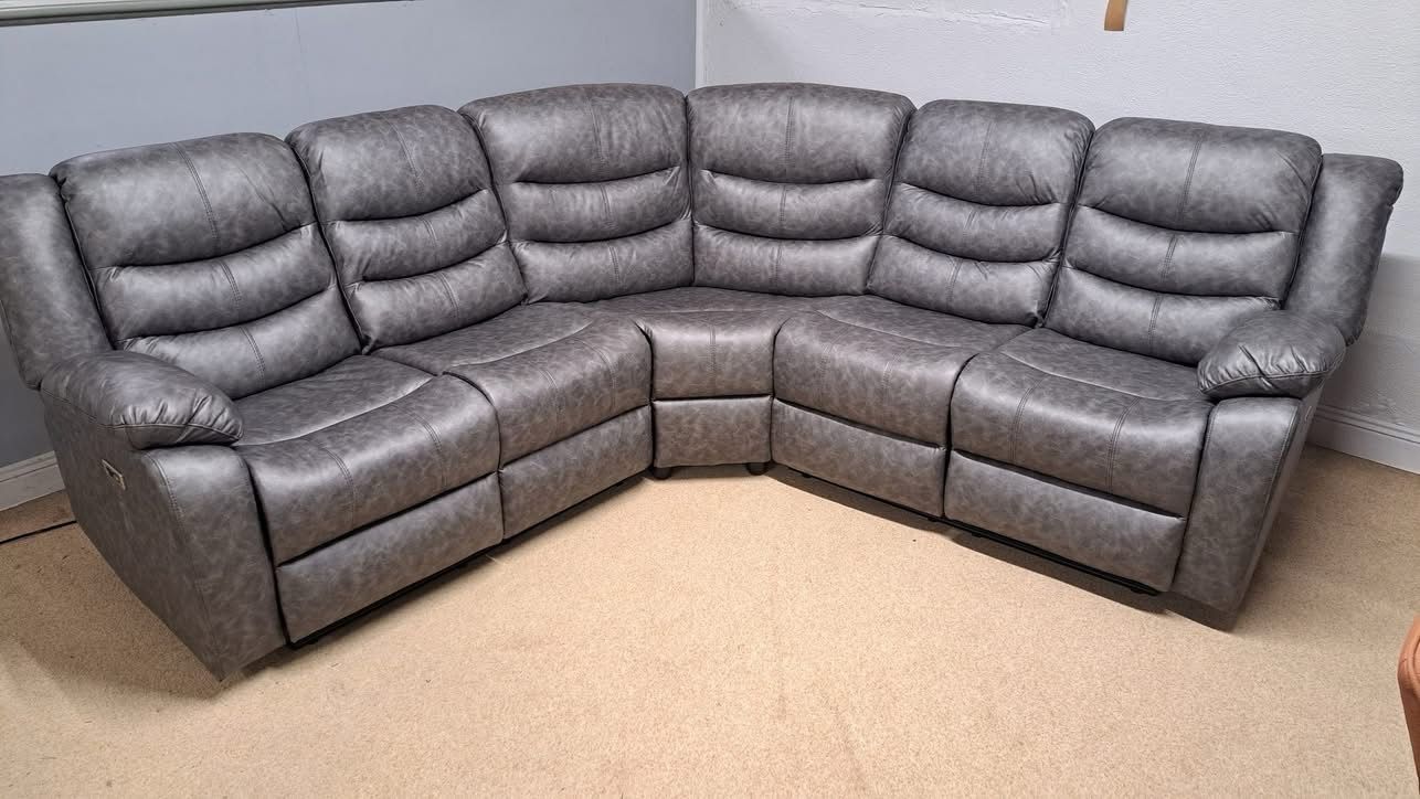 LuxComfort™ 2-Corner Electric Fabric Recliner Sofa with USB Charging