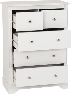 Stratford 3+2 Drawer Chest – White | Stylish Bedroom Storage Cabinet