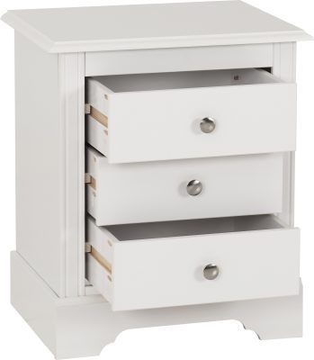 Stratford 3 Drawer Bedside – White | Modern Nightstand with Storage
