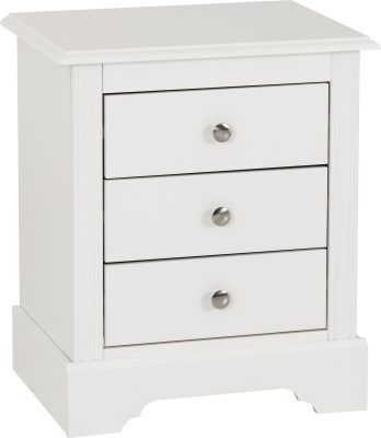 Stratford 3 Drawer Bedside – White | Modern Nightstand with Storage