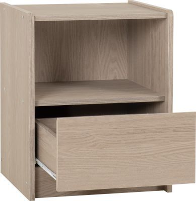 Paris 1 Drawer Bedside – Smoked Ash Effect | Sleek Nightstand with Storage