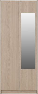Paris 2 Door Mirrored Wardrobe – Smoked Ash Effect | Elegant Bedroom Storage with Full-Length Mirror
