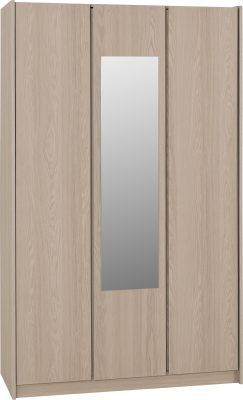 Paris 3 Door Mirrored Wardrobe – Smoked Ash Effect | Spacious Wardrobe with Full-Length Mirrors