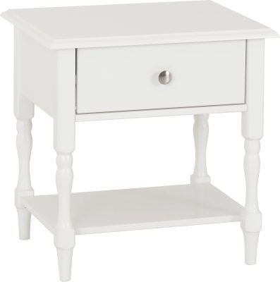 Stratford 1 Drawer Side Table – White | Elegant Nightstand with Storage