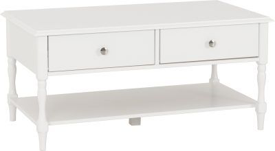 Stratford 2 Drawer Coffee Table – White | Stylish Storage Coffee Table for Living Room