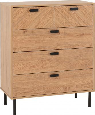 Leon 3+2 Drawer Chest – Medium Oak Effect | Storage Solution for Bedroom