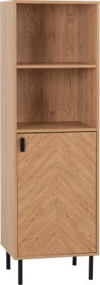 Leon 1 Door 2 Shelf Cabinet – Medium Oak Effect | Slim Storage for Living Spaces