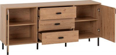 Leon 2 Door 3 Drawer Sideboard – Medium Oak Effect | Modern Storage Solution