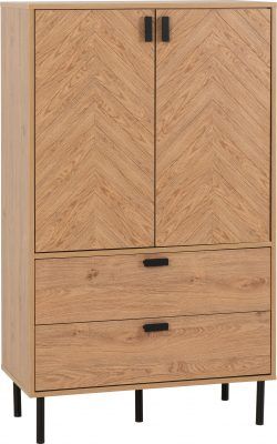 Leon 2 Door 2 Drawer Cabinet – Medium Oak Effect | Stylish Storage Unit