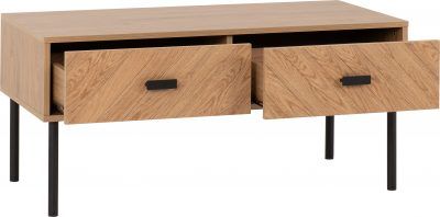 Leon 2 Drawer Coffee Table – Medium Oak Effect | Functional Living Room Table