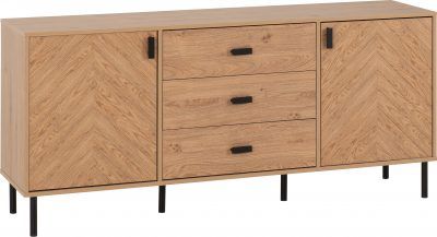 Leon 2 Door 3 Drawer Sideboard – Medium Oak Effect | Modern Storage Solution