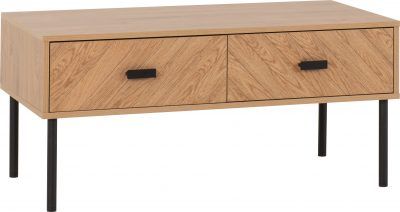 Leon 2 Drawer Coffee Table – Medium Oak Effect | Functional Living Room Table