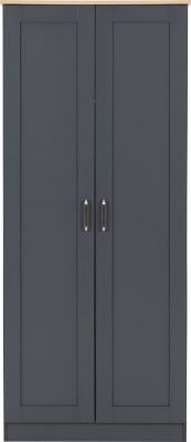 Portland 2 Door Wardrobe – Grey/Oak Effect | Sleek Bedroom Storage