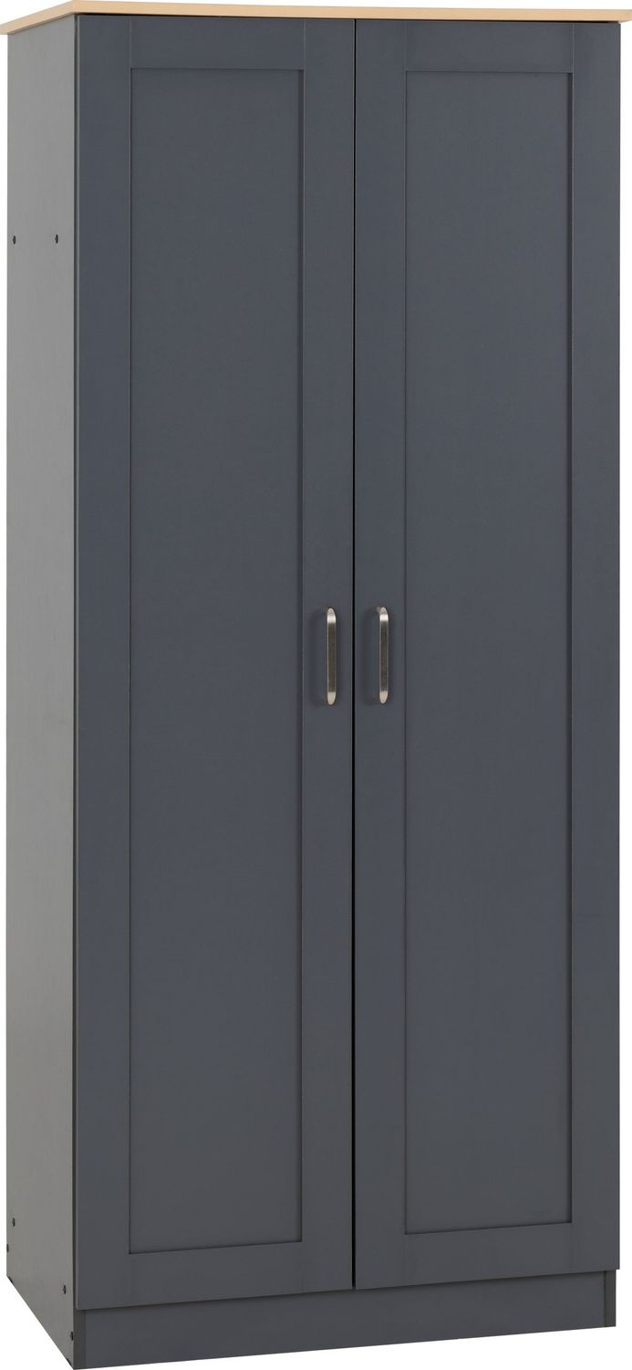 Portland 2 Door Wardrobe – Grey/Oak Effect | Sleek Bedroom Storage