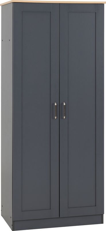 Portland 2 Door Wardrobe – Grey/Oak Effect | Sleek Bedroom Storage