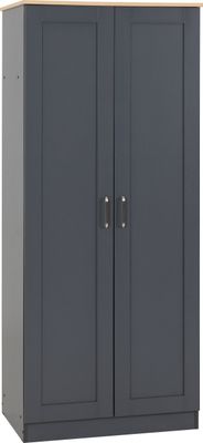 Portland 2 Door Wardrobe – Grey/Oak Effect | Sleek Bedroom Storage