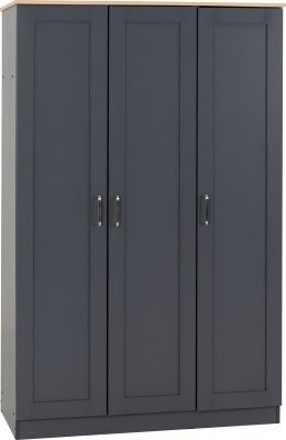 Portland 3 Door Wardrobe – Grey/Oak Effect | Contemporary Bedroom Storage