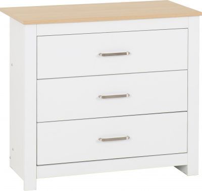 Portland 3 Drawer Chest – White/Oak Effect | Contemporary Storage Solution