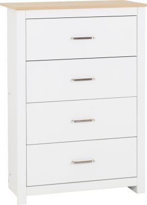 Portland 4 Drawer Chest – White/Oak Effect | Contemporary Bedroom Storage