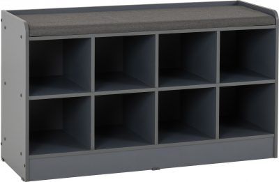 Portland Shoe Bench – Grey/Steel Fabric | Contemporary Entryway Storage