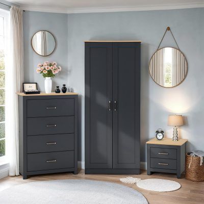 Portland Trio – Grey/Oak Effect | Contemporary Bedroom Furniture Set