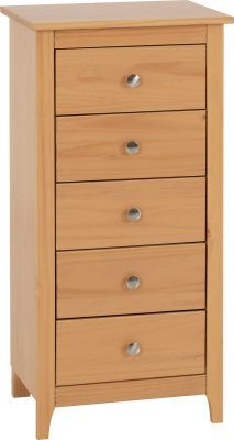 Oslo 5 Drawer Narrow Chest – Antique Pine | Classic Bedroom Storage