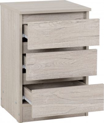 Malvern 3 Drawer Bedside – Urban Snow | Modern Minimalist Nightstand