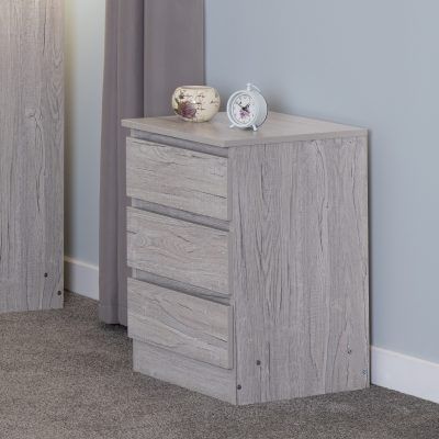 Malvern 3 Drawer Bedside (PAIR) – Urban Snow | Contemporary Nightstand Set