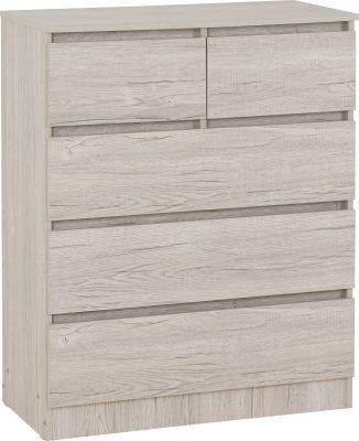 Malvern 3+2 Drawer Chest – Urban Snow | Modern Bedroom Storage Solution