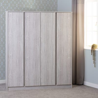 Malvern 4 Door Wardrobe – Urban Snow | Spacious Contemporary Bedroom Storage