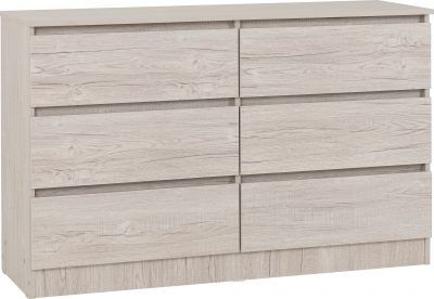 Malvern 6 Drawer Chest – Urban Snow | Contemporary Wide Storage Solution