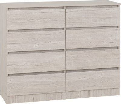 Malvern 8 Drawer Chest – Urban Snow | Contemporary Wide Storage Solution