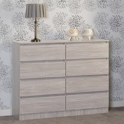 Malvern 8 Drawer Chest – Urban Snow | Contemporary Wide Storage Solution