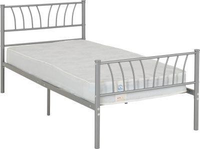 Harlow 3&#39; Single Metal Bed Frame – Silver | Modern &amp; Durable Bedroom Furniture