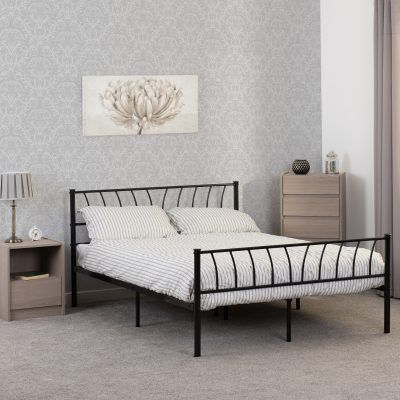 Harlow 4&#39;6&quot; Double Metal Bed Frame – Black | Contemporary &amp; Durable Bedroom Furniture