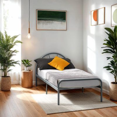 Nova 3&#39; Single Metal Bed Frame – Silver | Modern &amp; Durable Bedroom Furniture