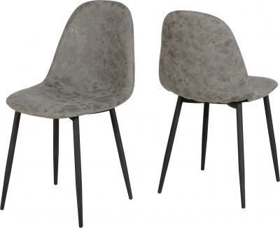 Athens Dining Chairs (Set of 2) – Grey Faux Leather | Modern &amp; Comfortable Seating