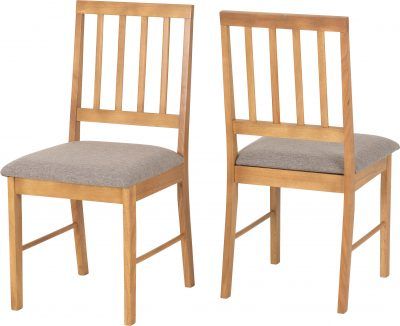 Austin Dining Chairs (Set of 2) – Oak Effect &amp; Grey Fabric | Modern &amp; Comfortable Seating