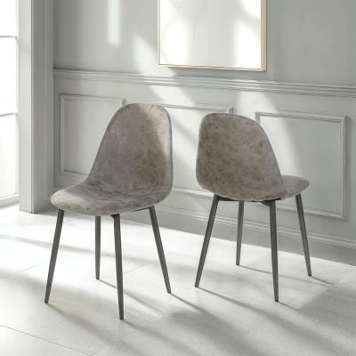 Athens Dining Chairs (Set of 2) – Grey Faux Leather | Modern &amp; Comfortable Seating